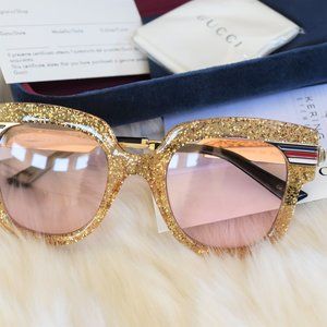 New Gucci 5mm Cat Eye Frame Glitter 